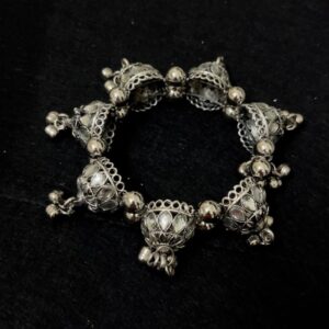 Silver-Plated Oxidized Kada Bangle