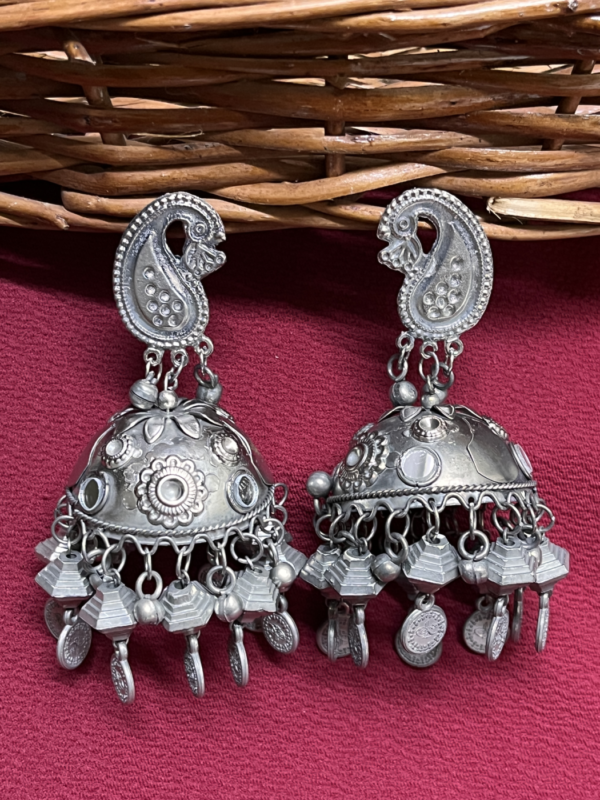 Silver-Toned Oxidized Contemporary earring