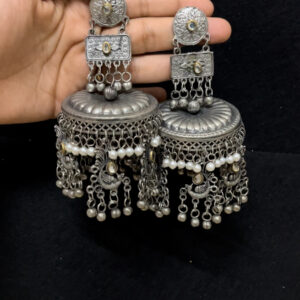 Silver-Plated Dome Shaped Jhumkas