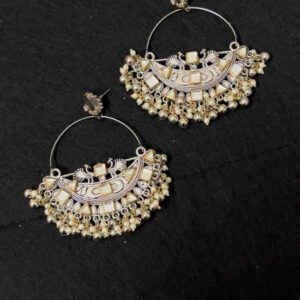 Silver-Plated Beaded Oxidised Cresc...