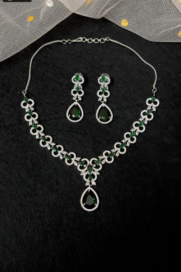 Rhodium-Plated AD-Studded Jewellery Set