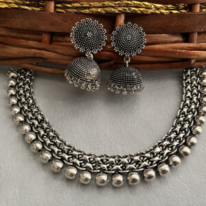 Oxidized Silver-Toned Pink Stone-St...