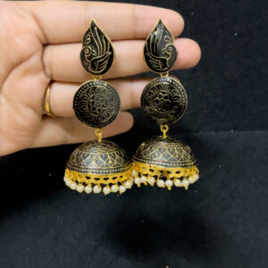 Light weight meenakari jhumka in bl...