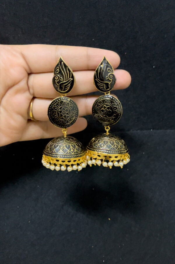 Light weight meenakari jhumka in black