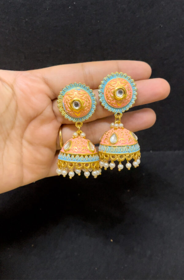 Light weight meenakari jhumka