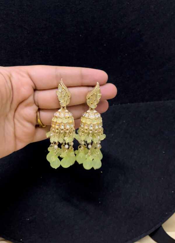 Stylish light weight jhumka in lightgreen