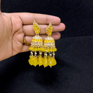 Stylish light weight jhumka in yell...