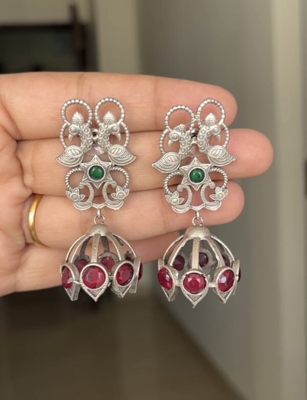 Silver Plated Oxidised German Silver jhumka