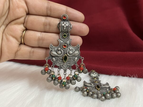 Silver Plated Oxidised German Silver chandbali