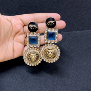 Sabysachi style long earring in blu...