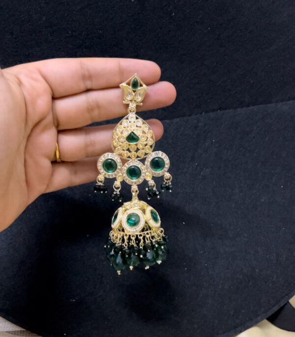 Party wear heavy jhumka in green