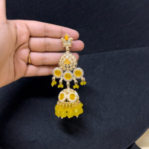 Party wear heavy jhumka in yellow