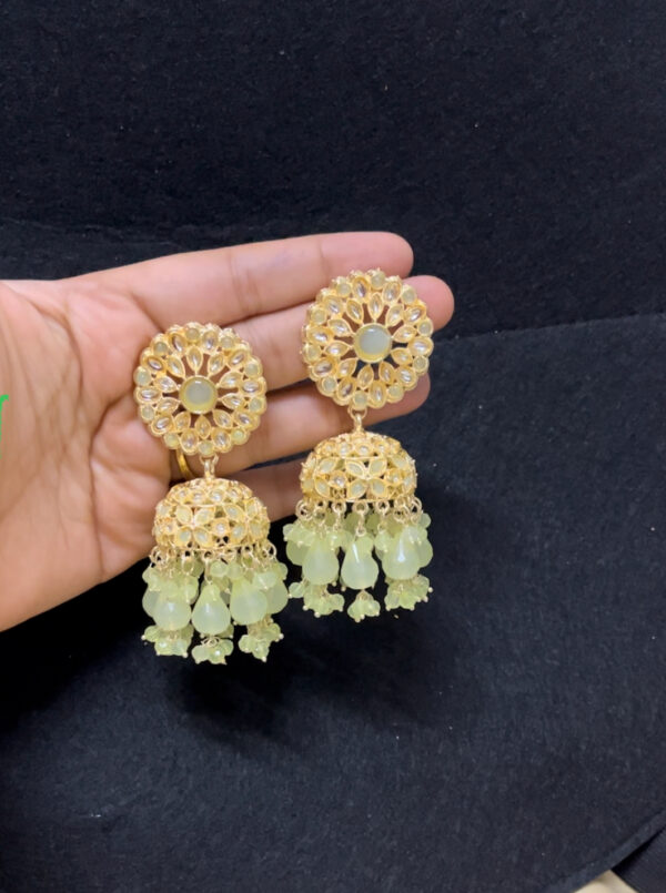 Party wear light weight jhumka in lightgreen