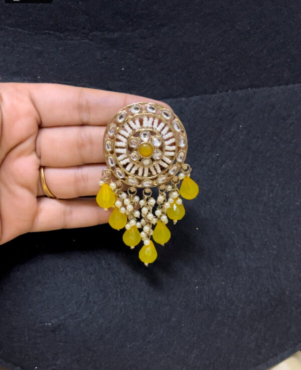 Party wear light weight chandbali in yellow