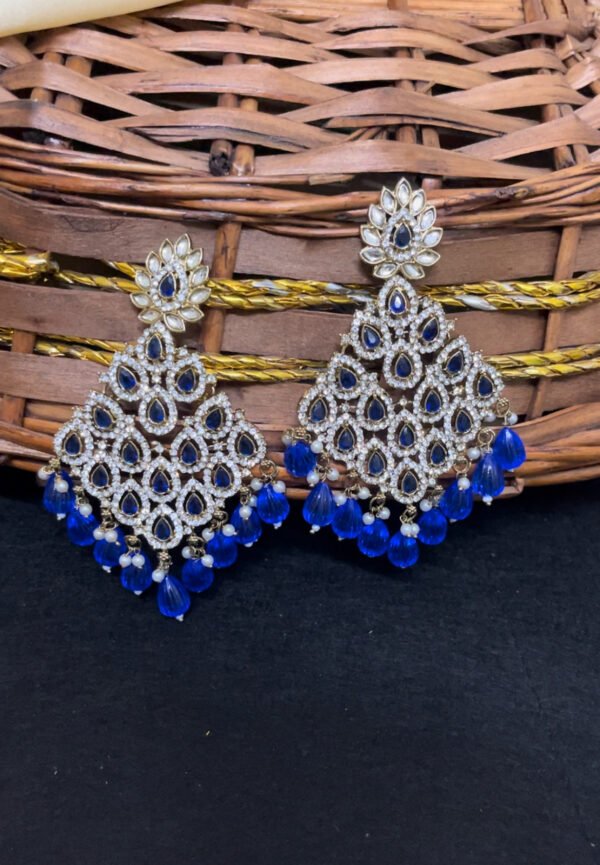 Party wear lightweight chandbali with stone in blue