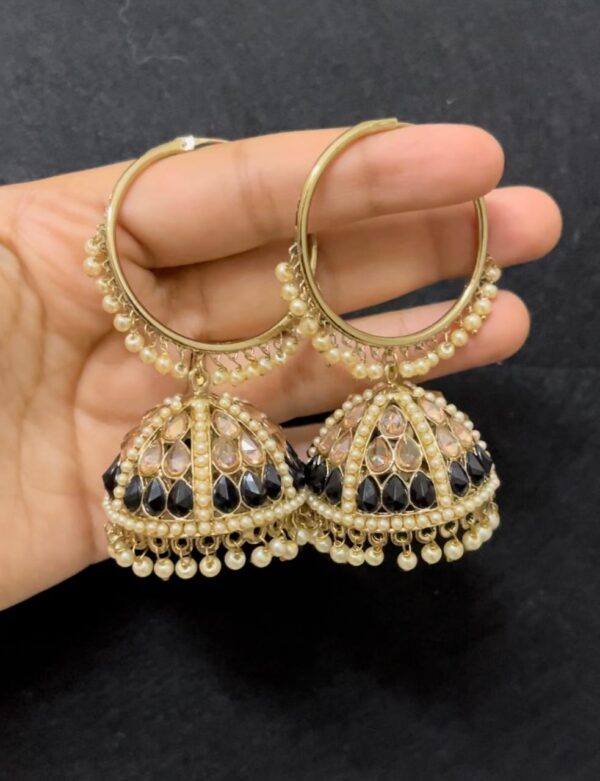 Stylish Traditional gold plated bali in black