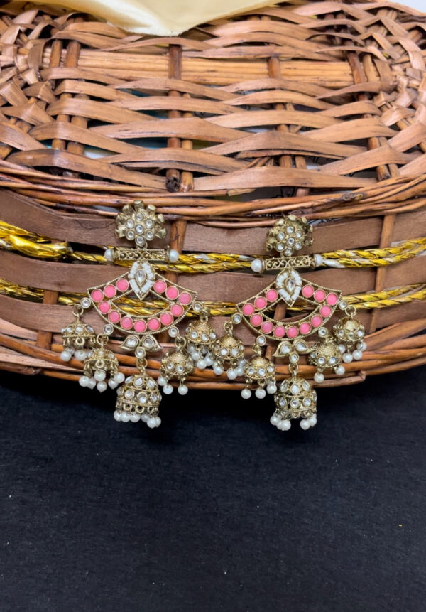 Stylish Traditional gold plated chandbali  in pink