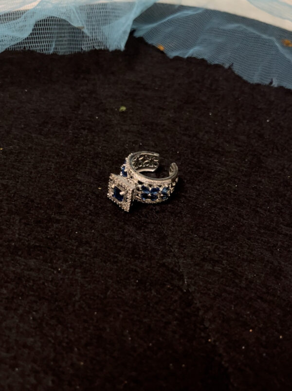 Silver plated AD adjustable ring in blue - Image 2