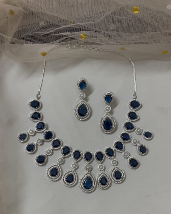 Rhodium-Plated AD-Studded Jewellery in blue