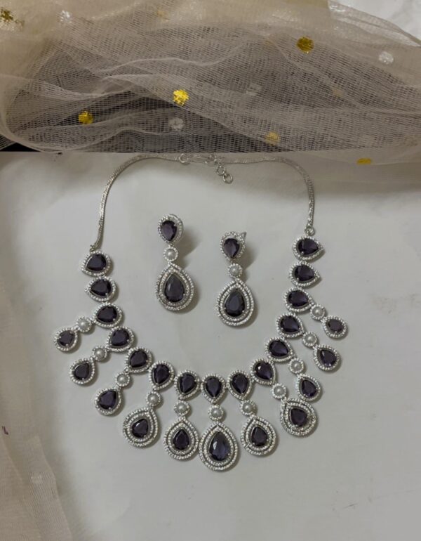 Rhodium-Plated AD-Studded Jewellery in purple