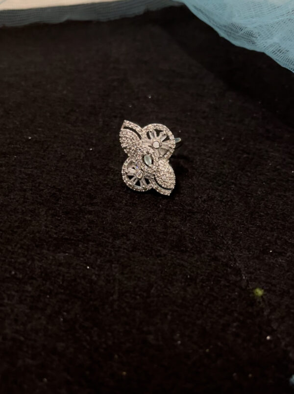 Silver plated AD adjustable ring in mint