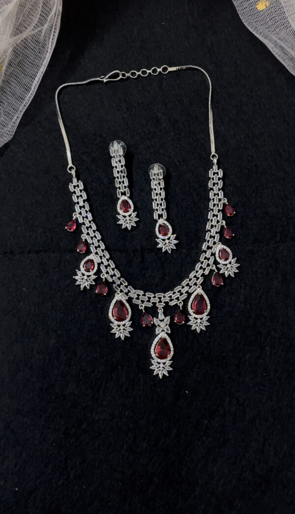 Premium quality stone AD necklace set in red