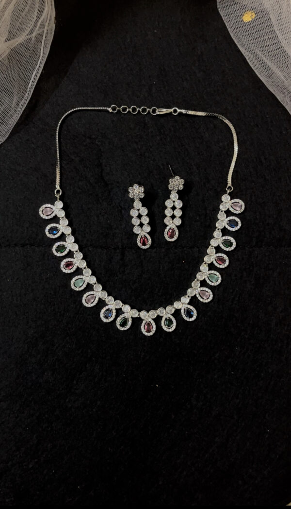 Premium quality golden AD necklace set in multi