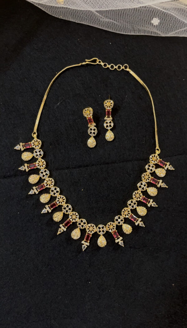 Premium quality AD necklace set in red