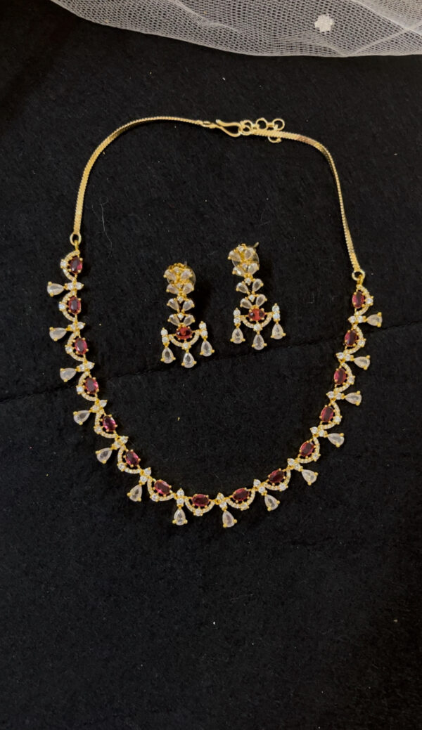 Premium quality AD necklace set in red