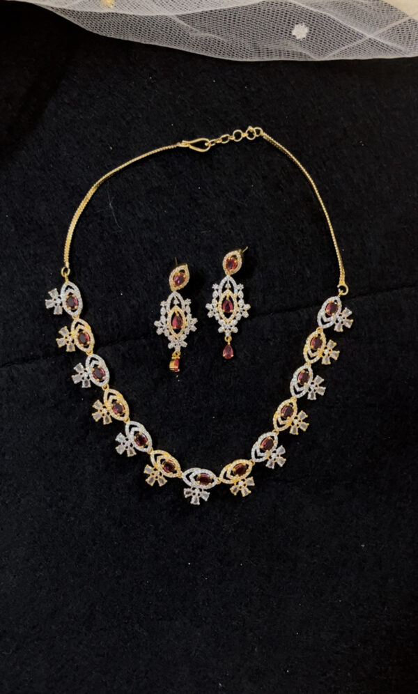 Premium quality AD necklace set in red