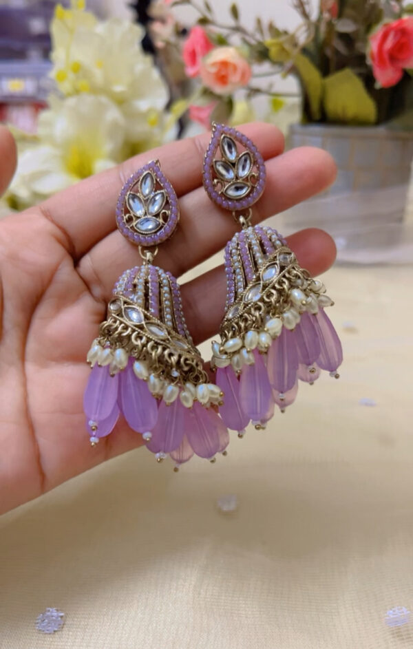 Stylish heavy weight jhumka  in purple - Image 2