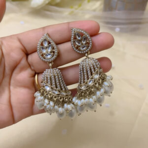 Stylish heavy weight jhumka  in whi...