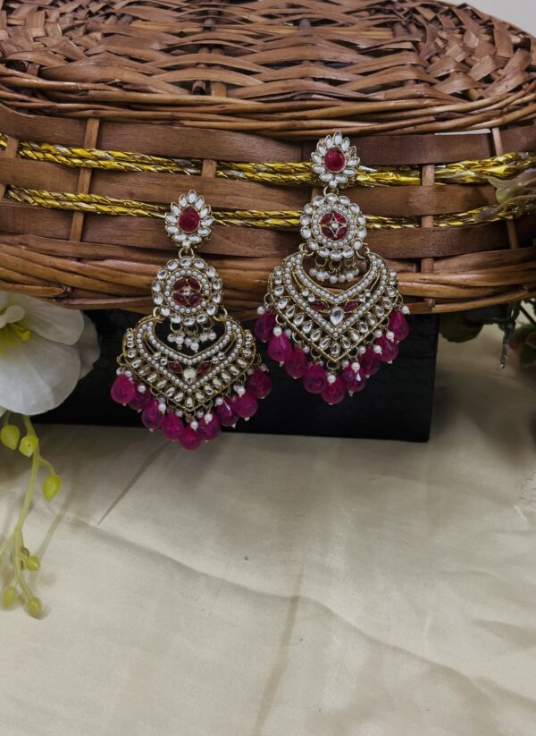 Premium quality light weight chandbali in pink