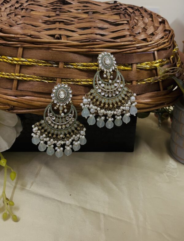Premium quality light weight chandbali in mint