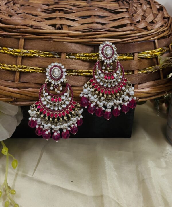 Premium quality light weight chandbali in pink