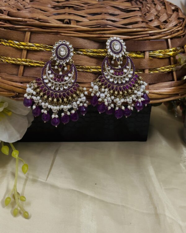 Premium quality light weight chandbali in purple