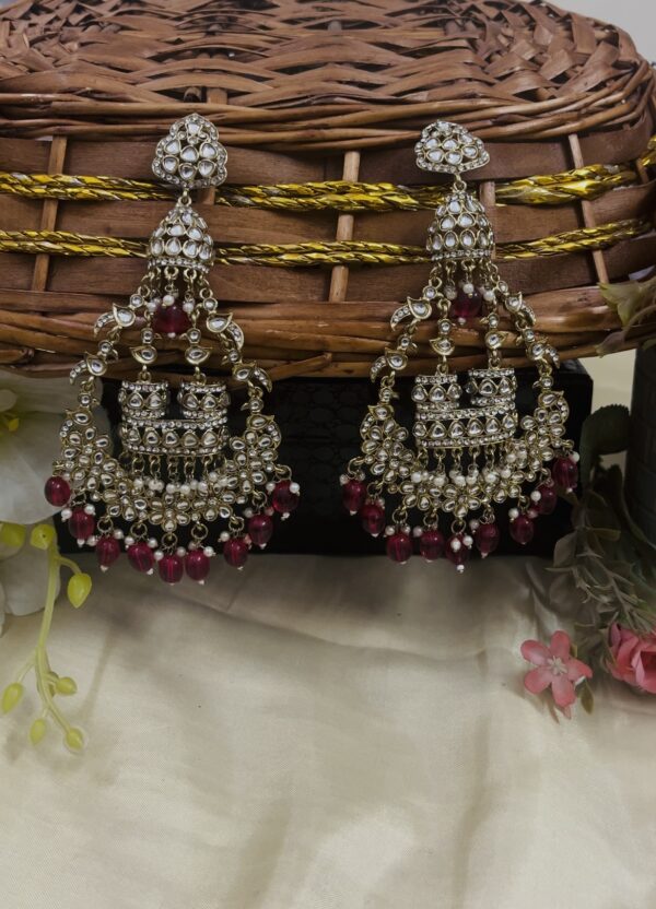 Premium quality light weight long chandbali in darkpink