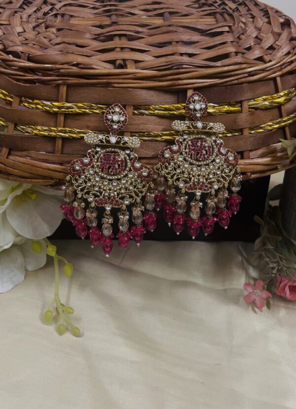 Premium quality light weight elephant style chandbali in darkpink