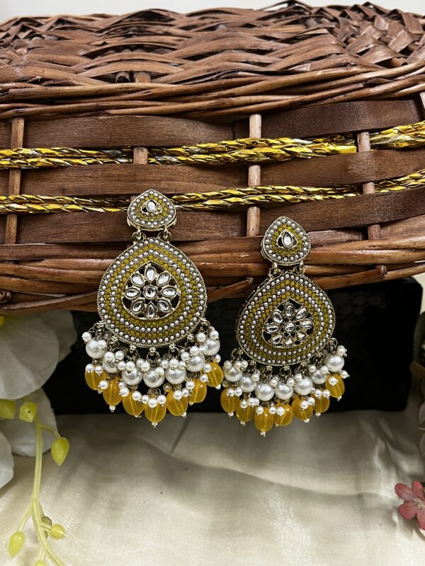 Premium quality light weight chandbali in yellow