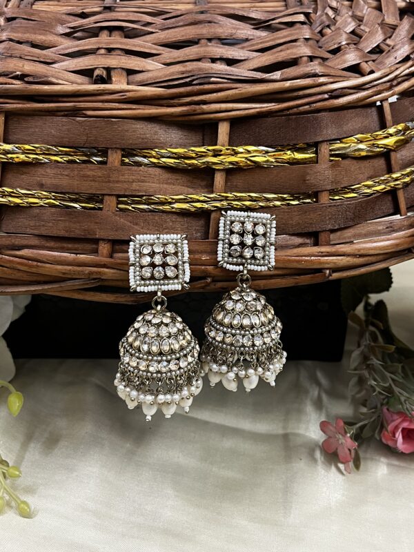 Premium quality light weight jhumka in white