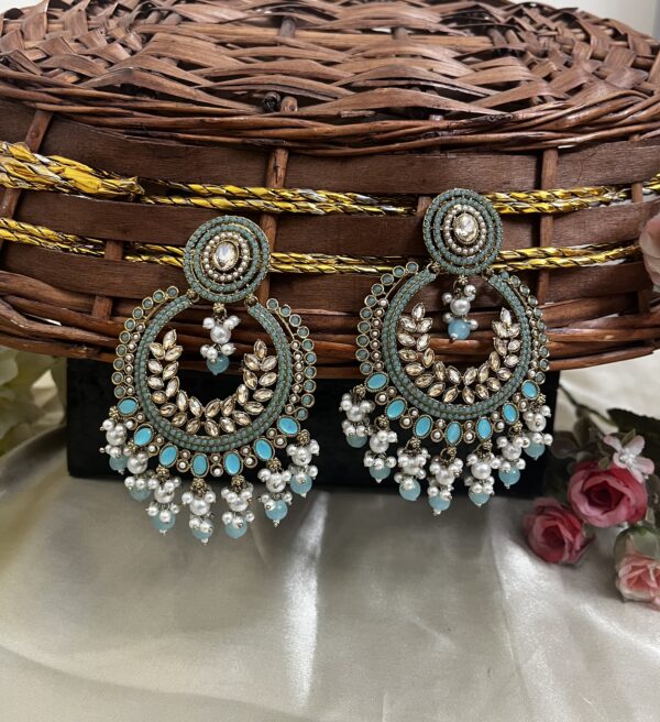 Premium quality light weight chandbali in blue
