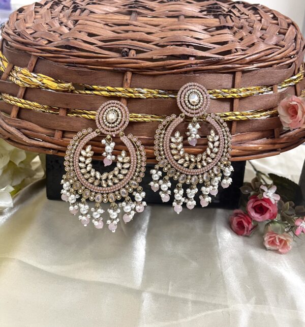 Premium quality light weight chandbali in pink