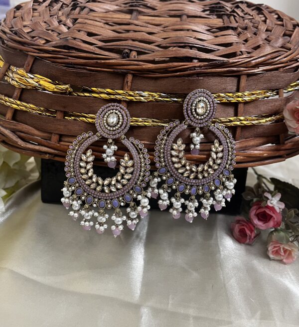 Premium quality light weight chandbali in purple
