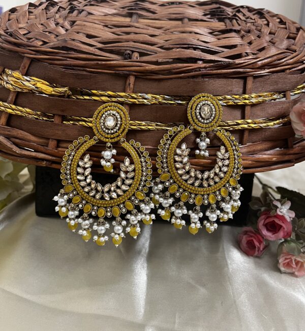 Premium quality light weight chandbali in yellow