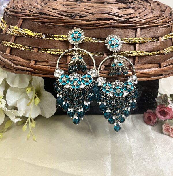 Premium quality light weight jhumka in aquablue