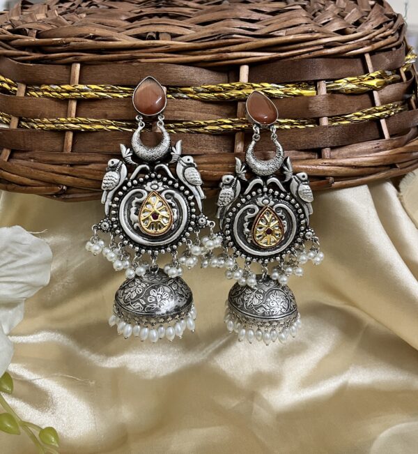 Premium quality Brass heavy weight long jhumka in orange