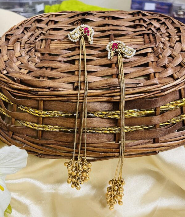 Premium quality Brass heavy weight long jhumka in red