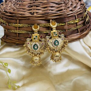 Premium quality Brass heavy weight long jhumka in yellow