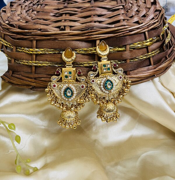 Premium quality Brass heavy weight long jhumka in yellow