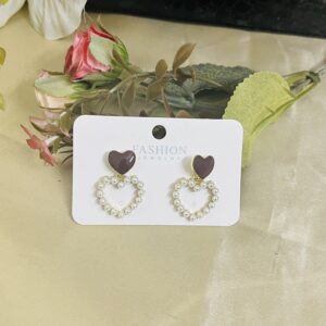 Contemporary Drop heart shape earri...